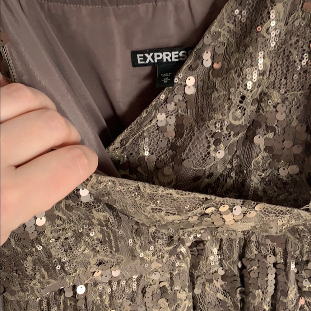 Express Gold Sequin Dress - Picture 3 of 8